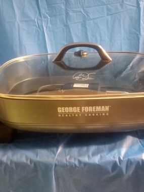 George Foreman Gold Electric Skillet with Glass Lid